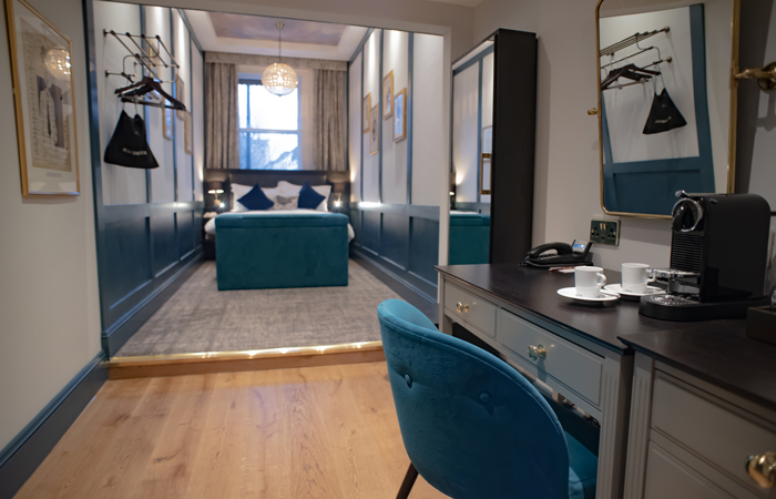 Bedroom at The Blackbird Hotel and bed and breakfast Earl's Court, London.